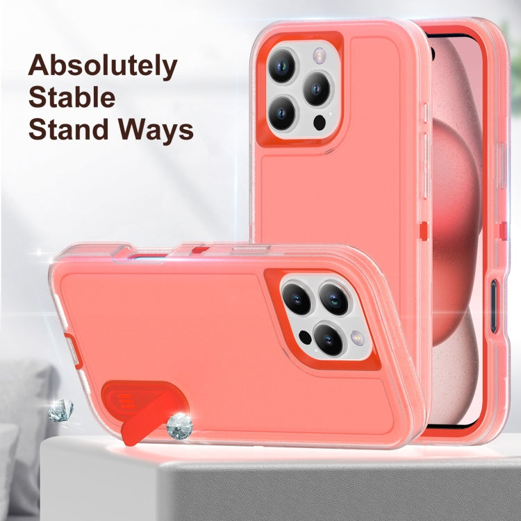 For iPhone 16 Pro Rugged PC + Silicone Phone Case with Holder