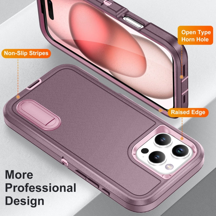 For iPhone 16 Pro Rugged PC + Silicone Phone Case with Holder