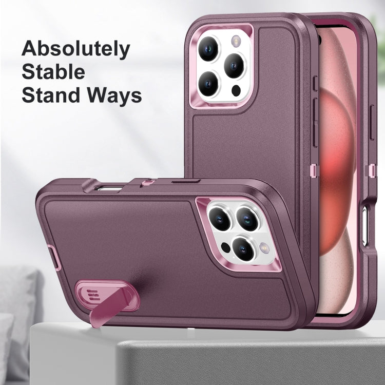 For iPhone 16 Pro Rugged PC + Silicone Phone Case with Holder