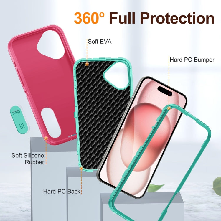 For iPhone 16 Plus Rugged PC + Silicone Phone Case with Holder