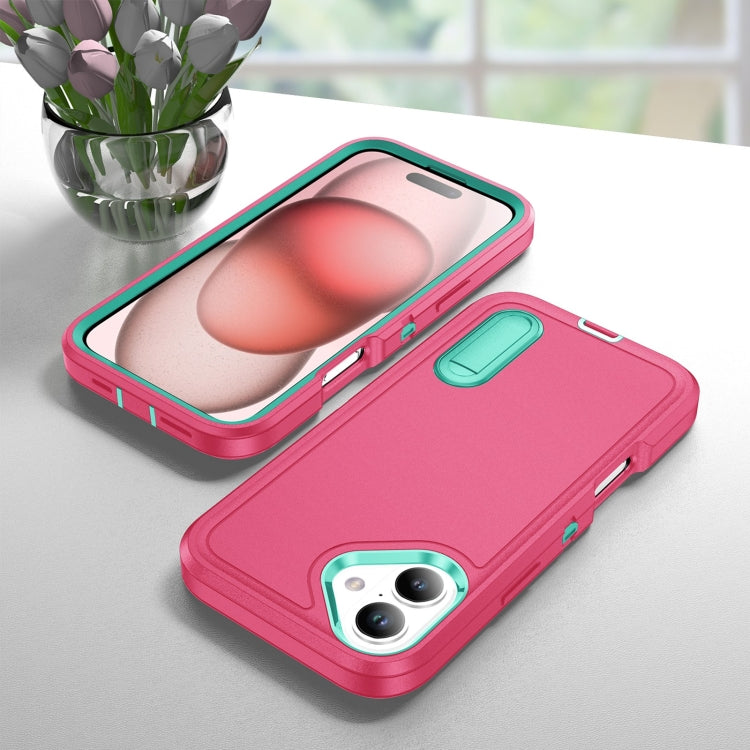 For iPhone 16 Plus Rugged PC + Silicone Phone Case with Holder