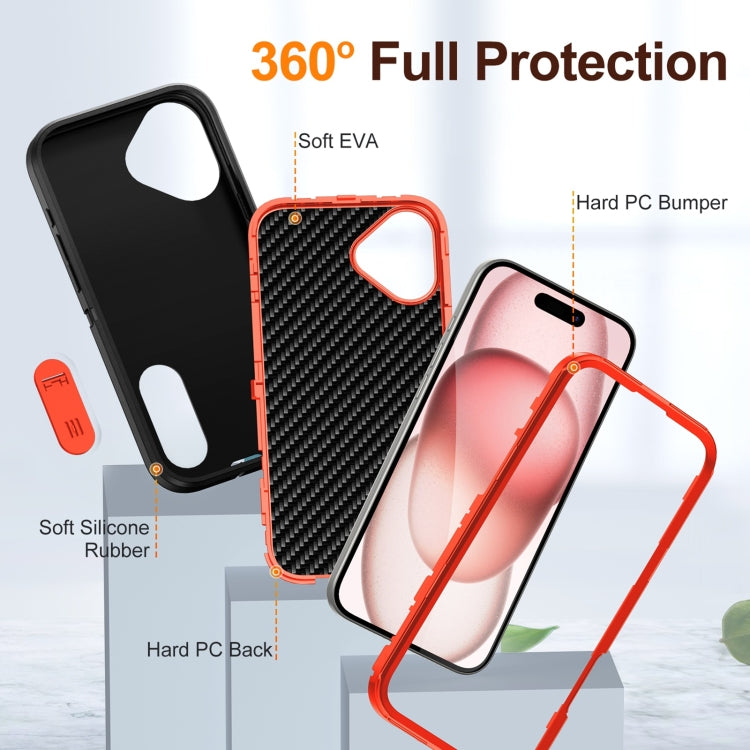 For iPhone 16 Plus Rugged PC + Silicone Phone Case with Holder
