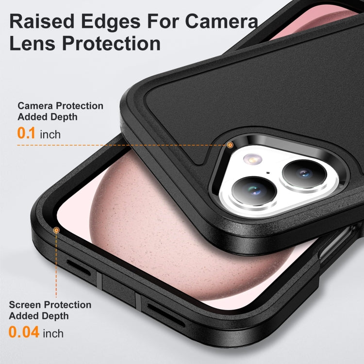 For iPhone 16 Plus Rugged PC + Silicone Phone Case with Holder