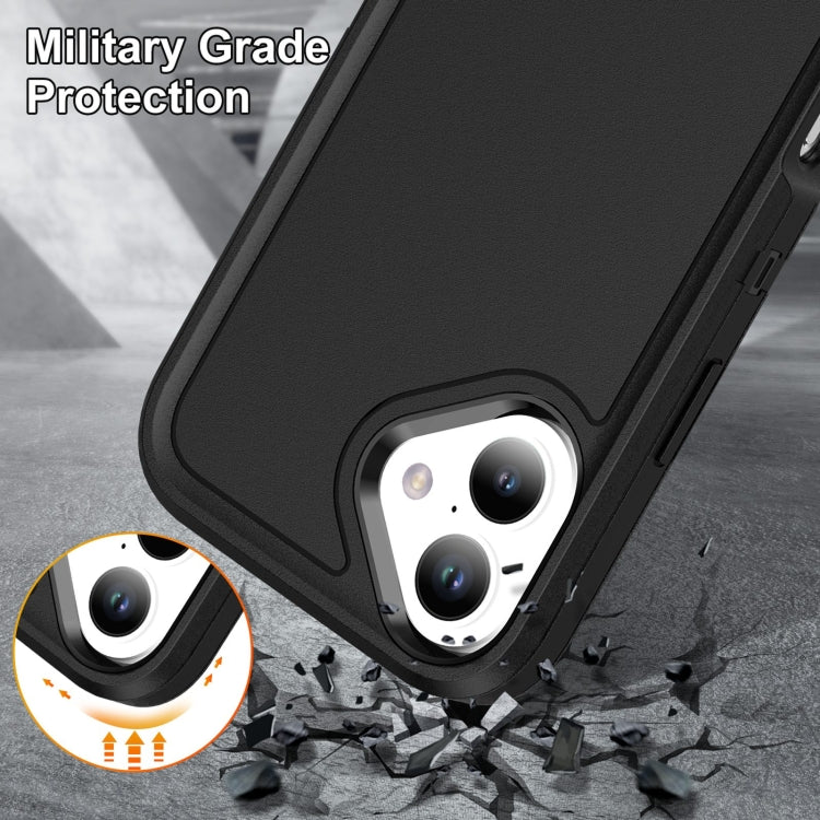 For iPhone 16 Plus Rugged PC + Silicone Phone Case with Holder