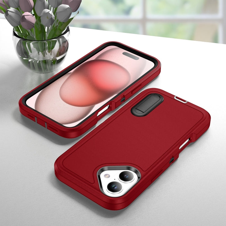For iPhone 16 Plus Rugged PC + Silicone Phone Case with Holder