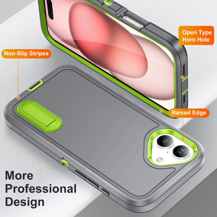 For iPhone 16 Plus Rugged PC + Silicone Phone Case with Holder