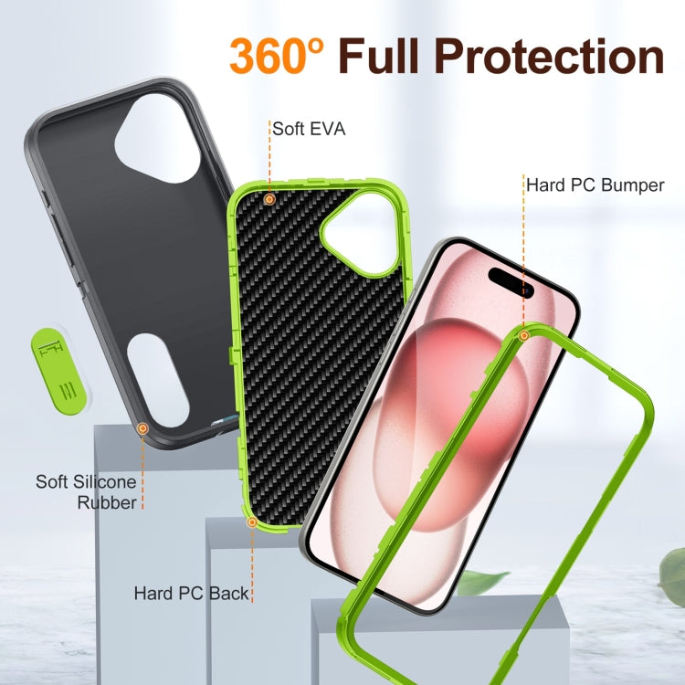 For iPhone 16 Plus Rugged PC + Silicone Phone Case with Holder