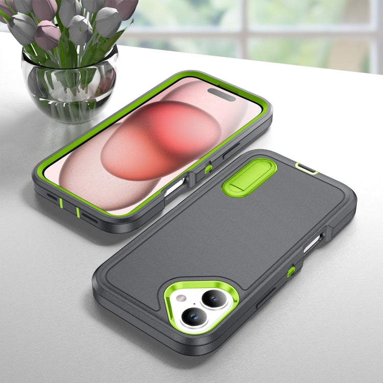 For iPhone 16 Plus Rugged PC + Silicone Phone Case with Holder