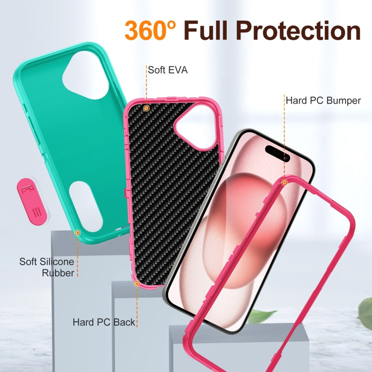 For iPhone 16 Plus Rugged PC + Silicone Phone Case with Holder