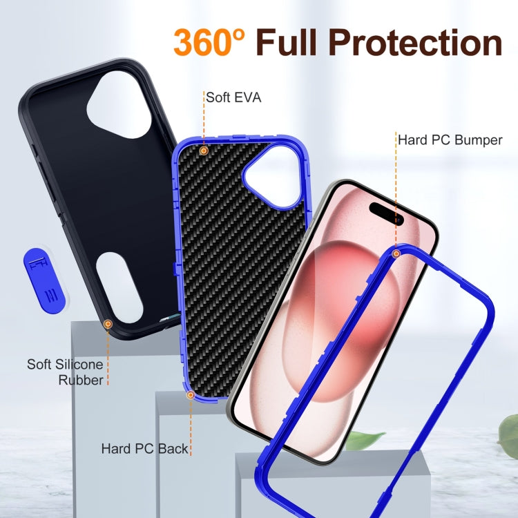 For iPhone 16 Plus Rugged PC + Silicone Phone Case with Holder
