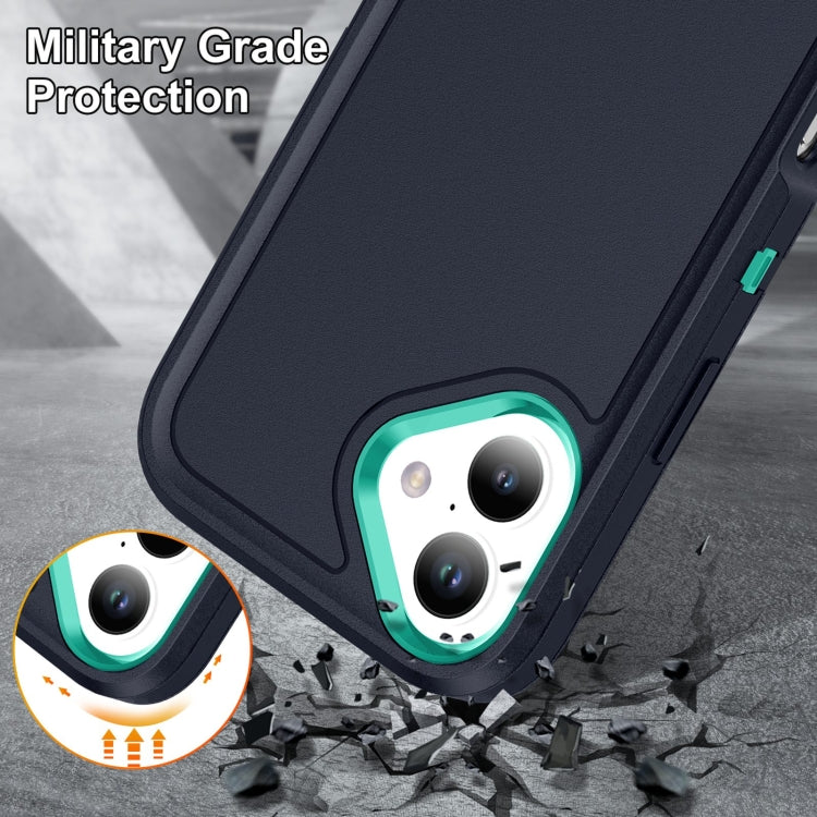 For iPhone 16 Plus Rugged PC + Silicone Phone Case with Holder