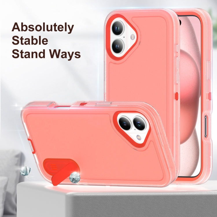 For iPhone 16 Plus Rugged PC + Silicone Phone Case with Holder