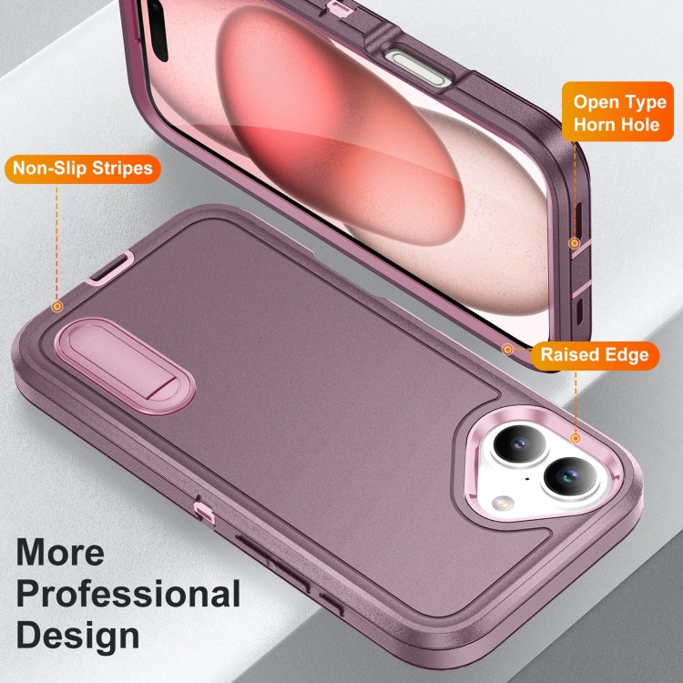 For iPhone 16 Plus Rugged PC + Silicone Phone Case with Holder