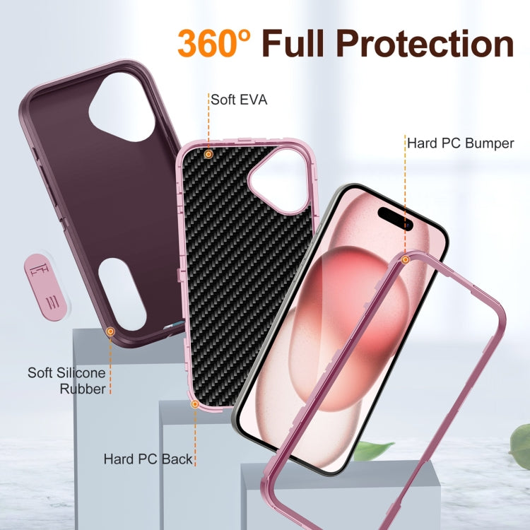 For iPhone 16 Plus Rugged PC + Silicone Phone Case with Holder
