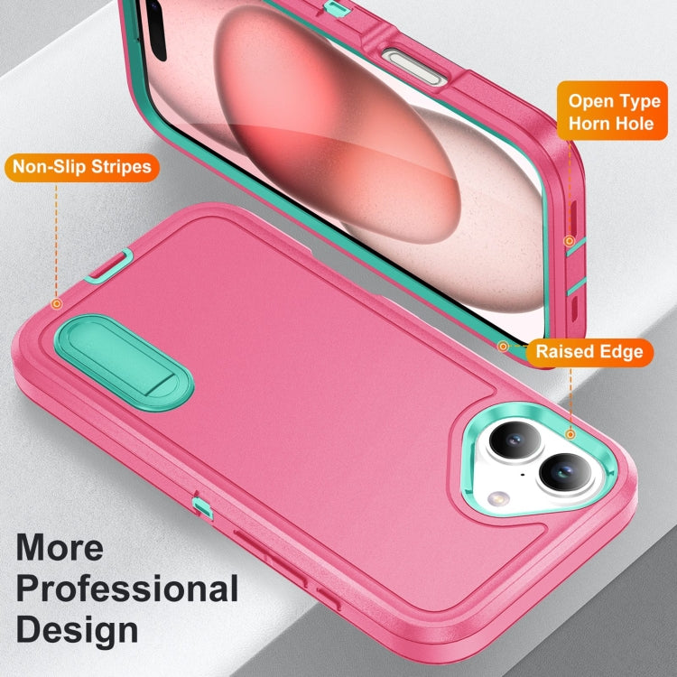 For iPhone 16 Rugged PC + Silicone Phone Case with Holder