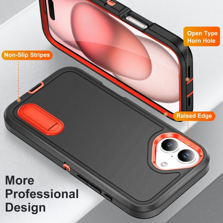 For iPhone 16 Rugged PC + Silicone Phone Case with Holder