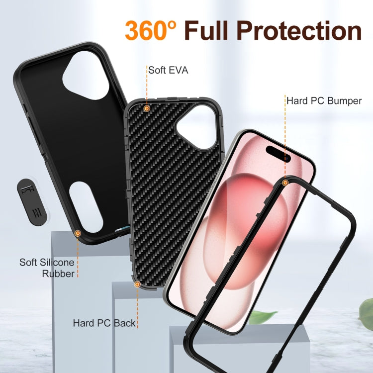 For iPhone 16 Rugged PC + Silicone Phone Case with Holder