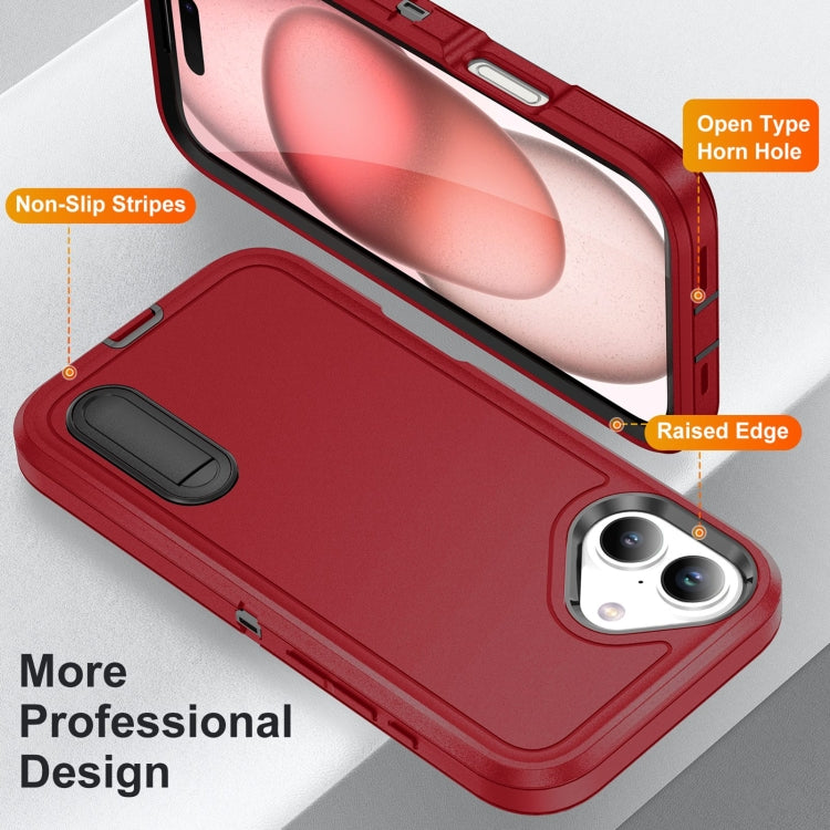 For iPhone 16 Rugged PC + Silicone Phone Case with Holder