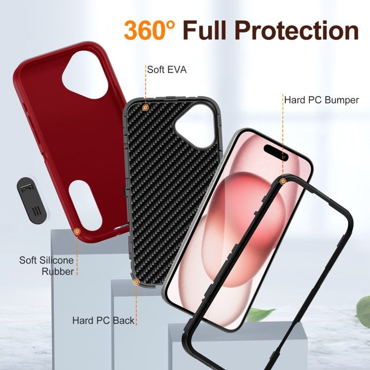 For iPhone 16 Rugged PC + Silicone Phone Case with Holder
