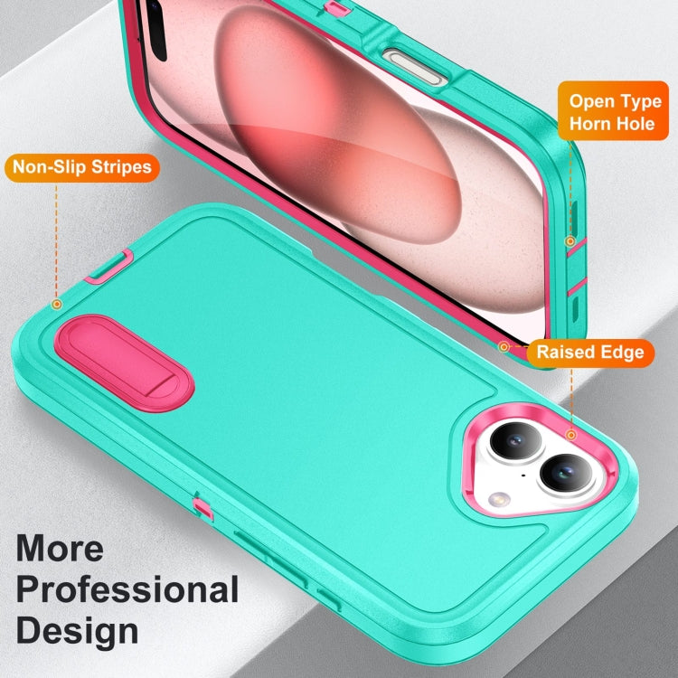 For iPhone 16 Rugged PC + Silicone Phone Case with Holder