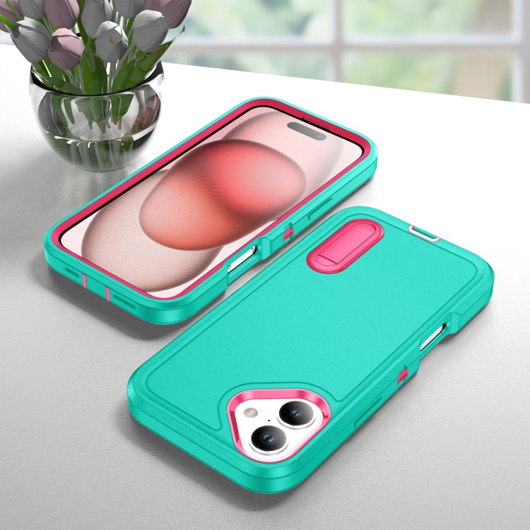 For iPhone 16 Rugged PC + Silicone Phone Case with Holder