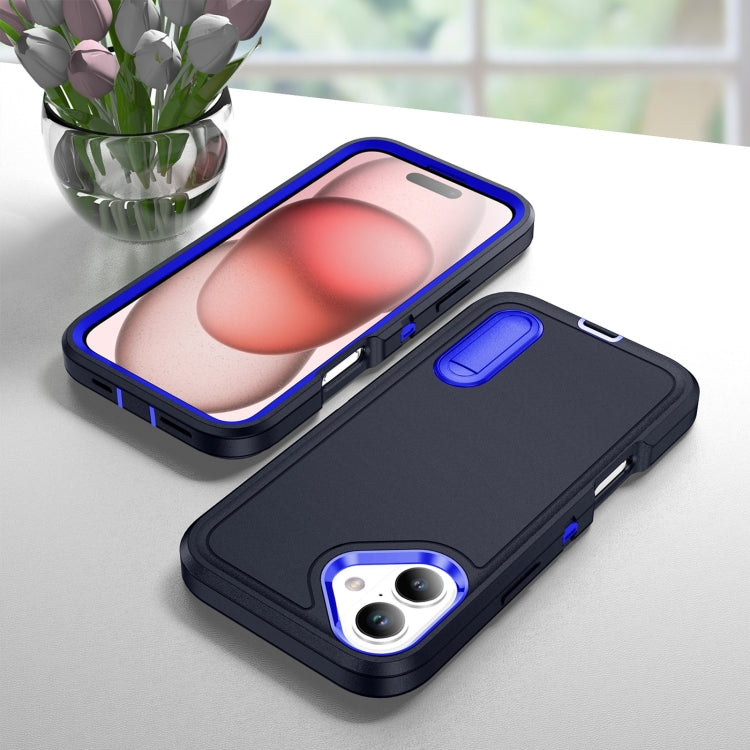 For iPhone 16 Rugged PC + Silicone Phone Case with Holder