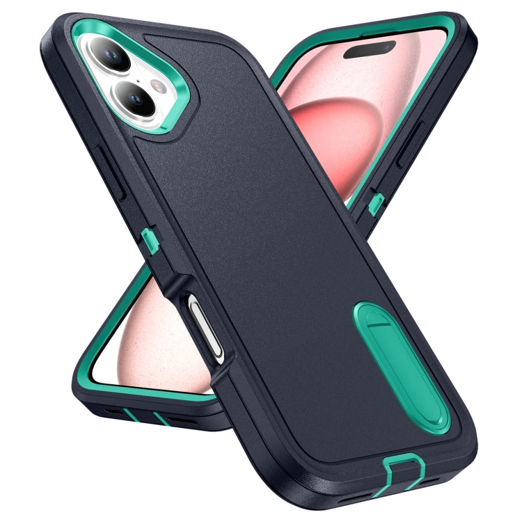 For iPhone 16 Rugged PC + Silicone Phone Case with Holder