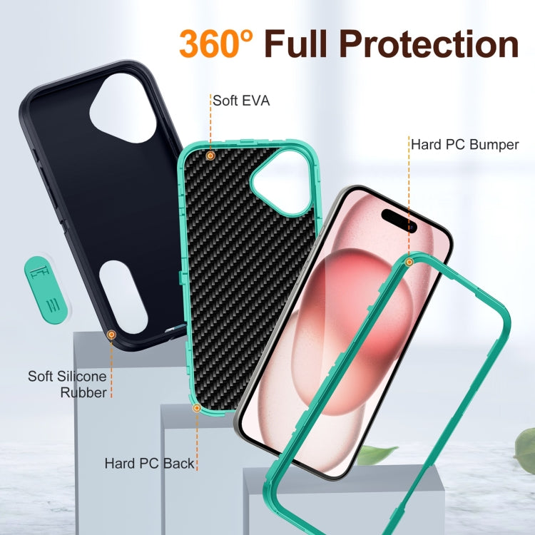 For iPhone 16 Rugged PC + Silicone Phone Case with Holder