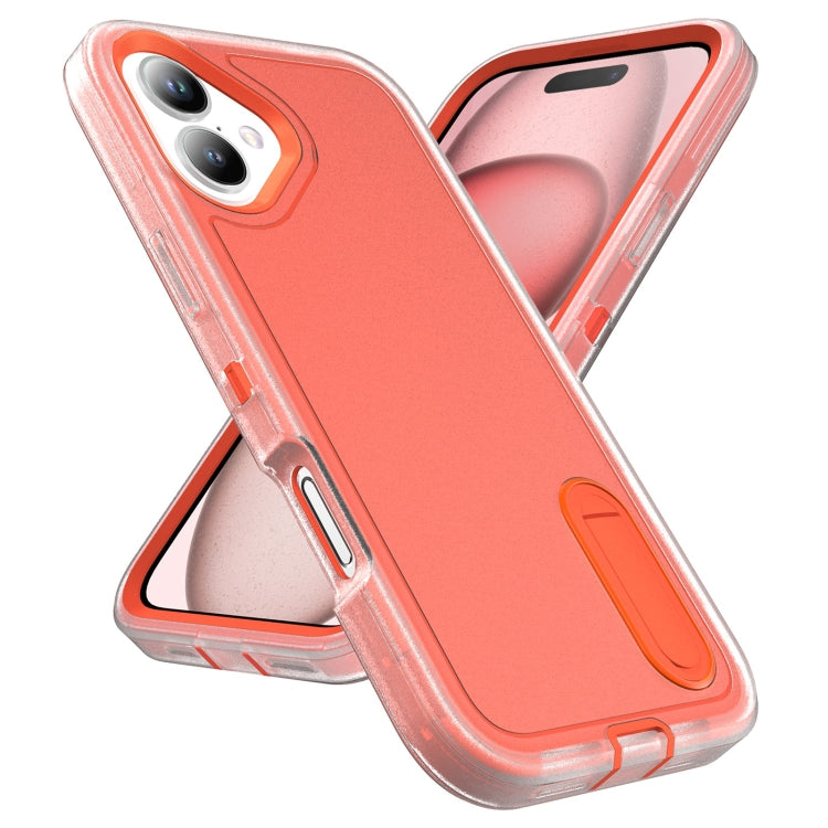 For iPhone 16 Rugged PC + Silicone Phone Case with Holder