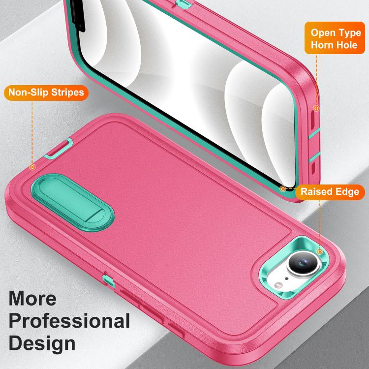 For iPhone 17e / 16e Rugged PC + Silicone Phone Case with Holder