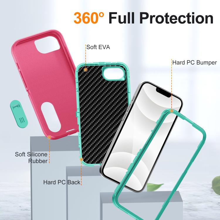 For iPhone 17e / 16e Rugged PC + Silicone Phone Case with Holder