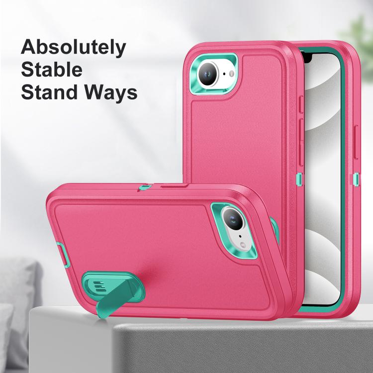 For iPhone 17e / 16e Rugged PC + Silicone Phone Case with Holder