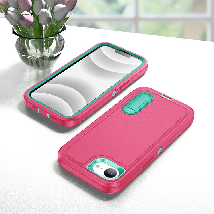For iPhone 17e / 16e Rugged PC + Silicone Phone Case with Holder