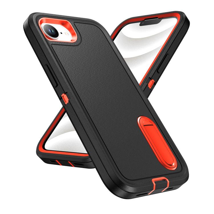 For iPhone 17e / 16e Rugged PC + Silicone Phone Case with Holder