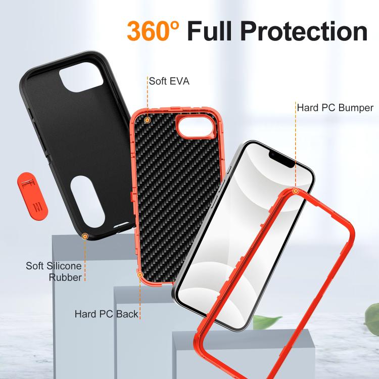 For iPhone 17e / 16e Rugged PC + Silicone Phone Case with Holder