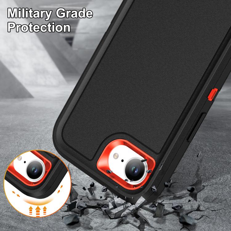 For iPhone 17e / 16e Rugged PC + Silicone Phone Case with Holder