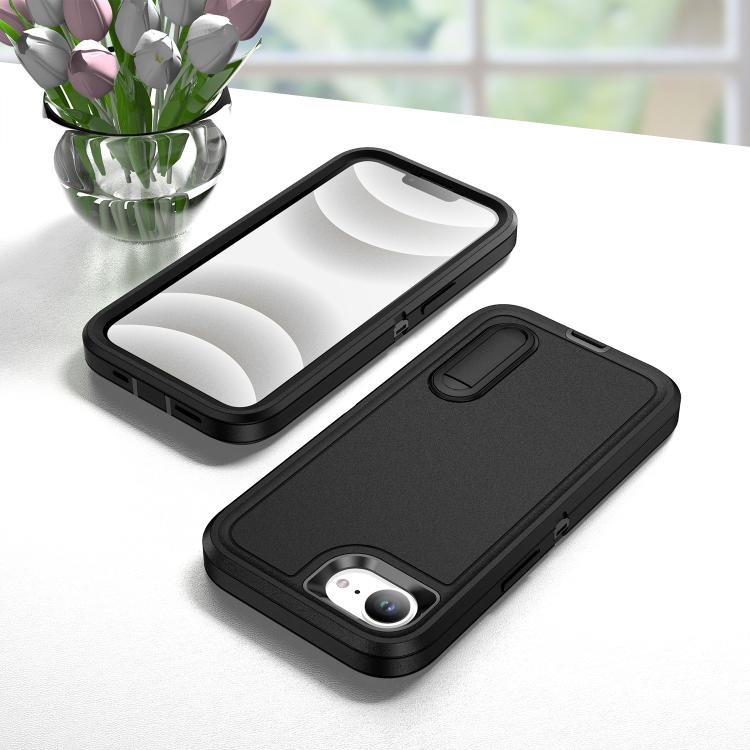 For iPhone 17e / 16e Rugged PC + Silicone Phone Case with Holder