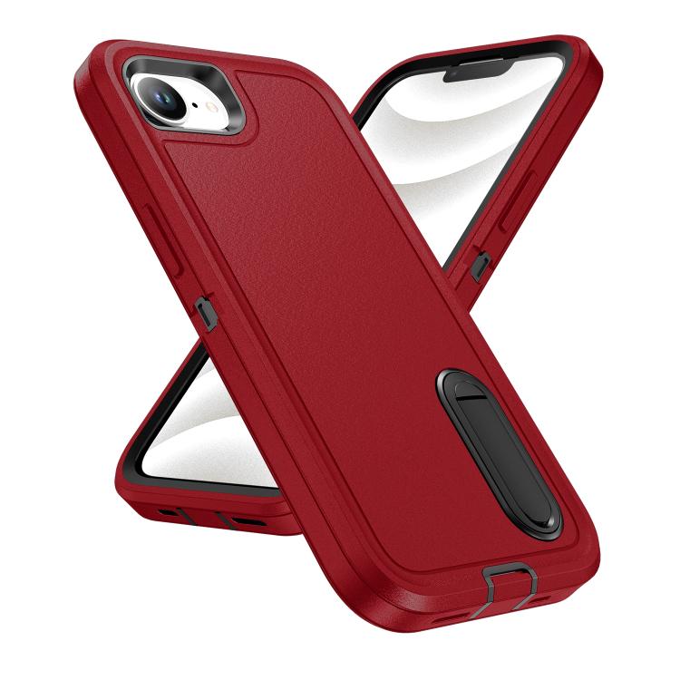 For iPhone 17e / 16e Rugged PC + Silicone Phone Case with Holder