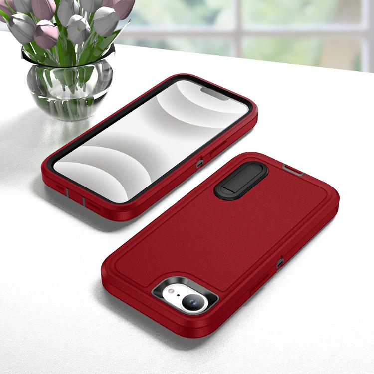 For iPhone 17e / 16e Rugged PC + Silicone Phone Case with Holder