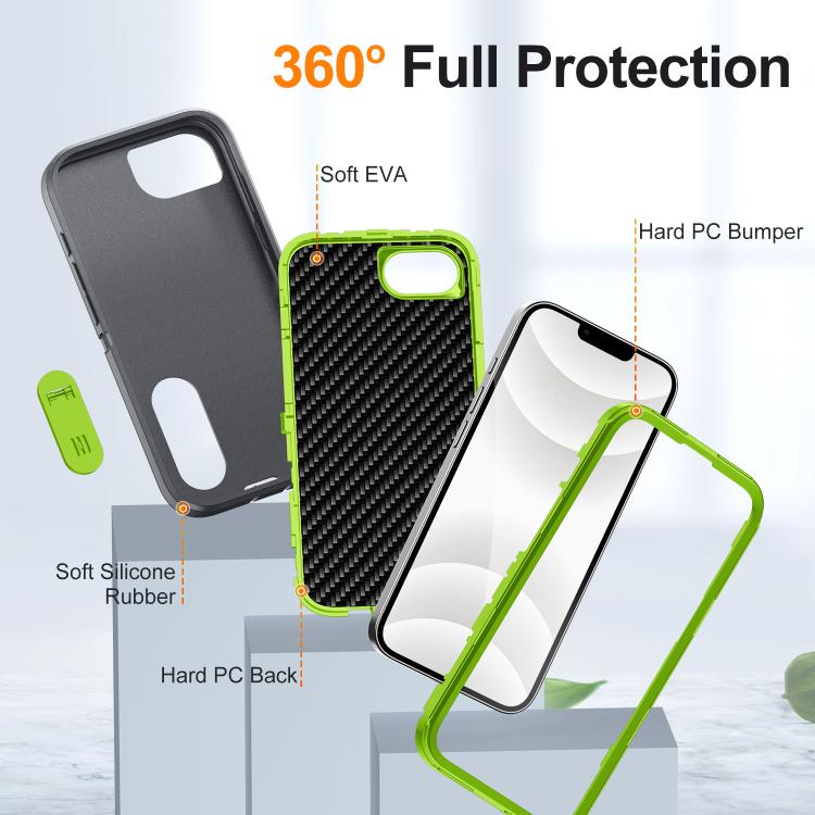 For iPhone 17e / 16e Rugged PC + Silicone Phone Case with Holder