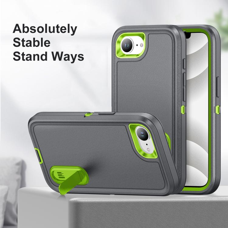 For iPhone 17e / 16e Rugged PC + Silicone Phone Case with Holder