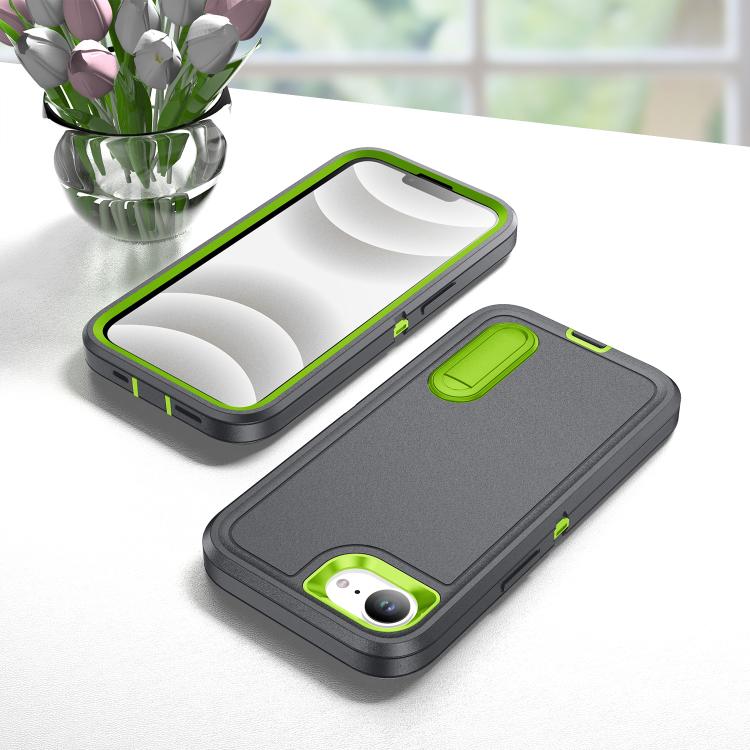 For iPhone 17e / 16e Rugged PC + Silicone Phone Case with Holder