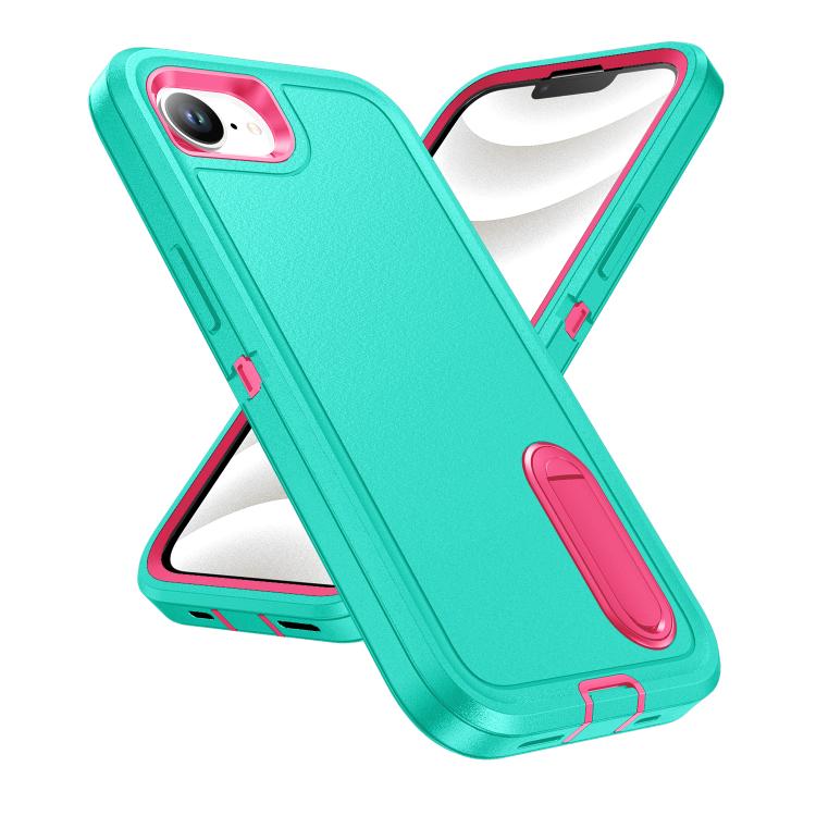 For iPhone 17e / 16e Rugged PC + Silicone Phone Case with Holder