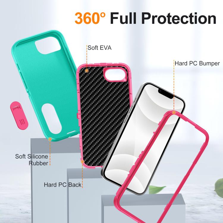 For iPhone 17e / 16e Rugged PC + Silicone Phone Case with Holder