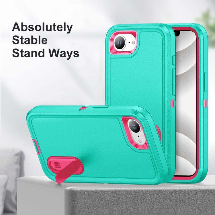 For iPhone 17e / 16e Rugged PC + Silicone Phone Case with Holder