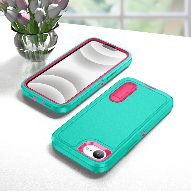 For iPhone 17e / 16e Rugged PC + Silicone Phone Case with Holder