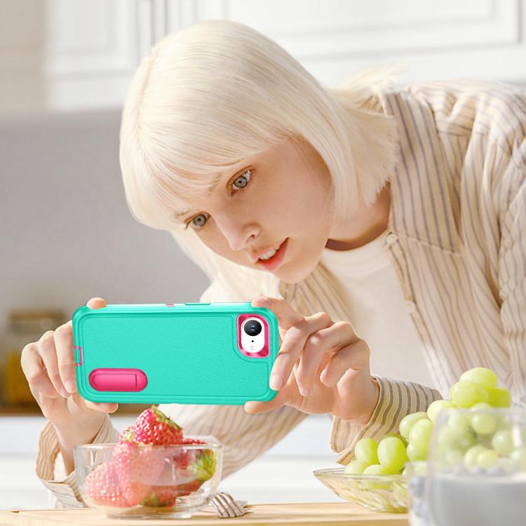 For iPhone 17e / 16e Rugged PC + Silicone Phone Case with Holder
