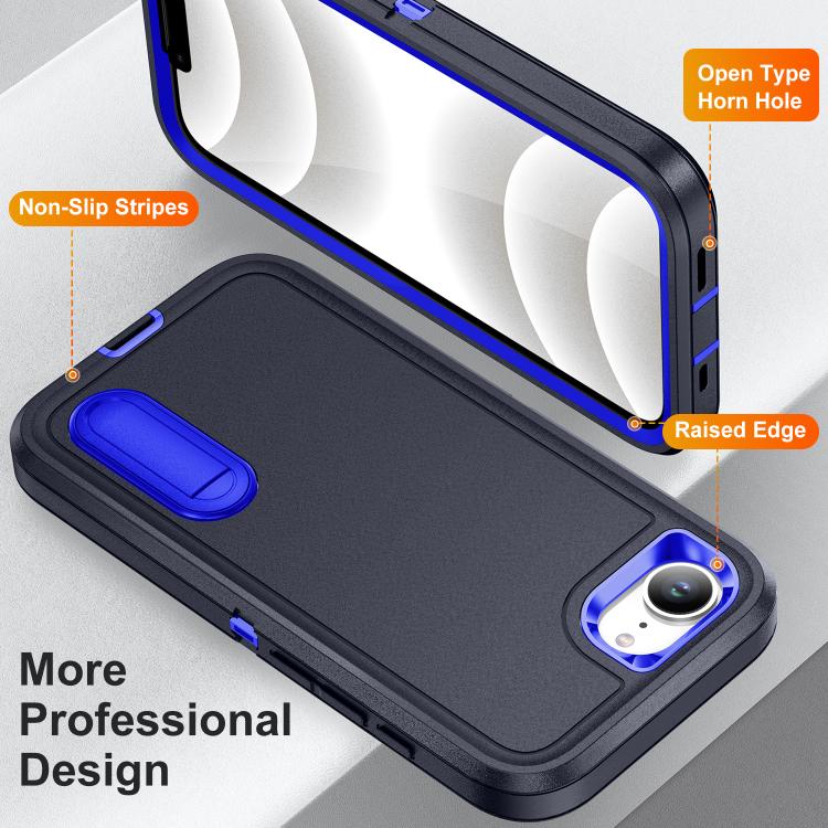 For iPhone 17e / 16e Rugged PC + Silicone Phone Case with Holder