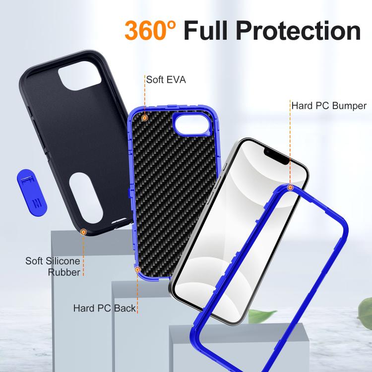 For iPhone 17e / 16e Rugged PC + Silicone Phone Case with Holder