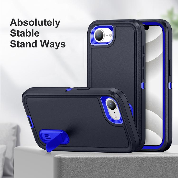 For iPhone 17e / 16e Rugged PC + Silicone Phone Case with Holder
